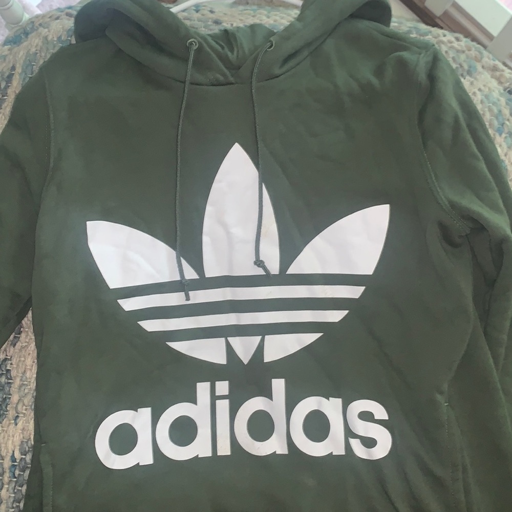 army green adidas hoodie! sz medium